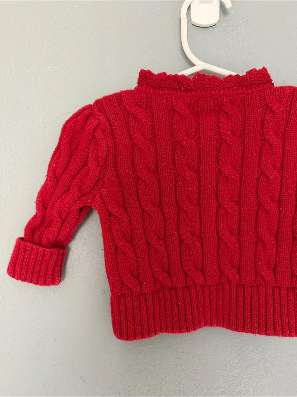 Polo Ralph Lauren Baby Girl Holiday Red Cable-Knit Cotton Cardigan 3 Months